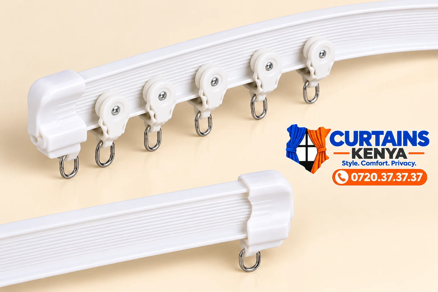 Curtain rail and glider set